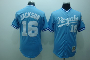 Cheap Kansas City Royals 16 Bo jackson blue jerseys Mitchell and ness For Sale