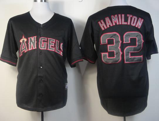 Cheap Los Angeles Angels 32 Josh Hamilton Black Fashion MLB Jerseys For Sale