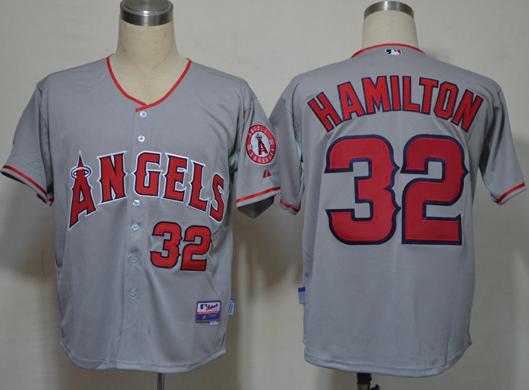 Los Angeles Angels 32 Josh Hamilton Grey Cool Base MLB Jerseys