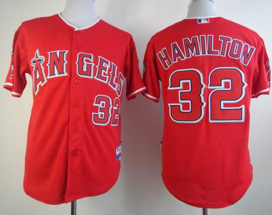 Cheap Los Angeles Angels 32 Josh Hamilton Red Cool Base MLB Jerseys For Sale