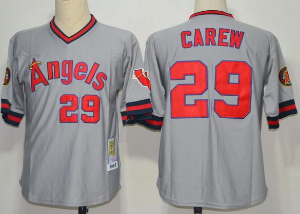 Cheap Los Angeles Angels 29 Carew Grey M&N 1985 MLB Jerseys For Sale