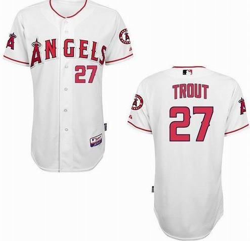 Cheap Los Angeles Angels #27 Mike Trout White MLB Jerseys For Sale