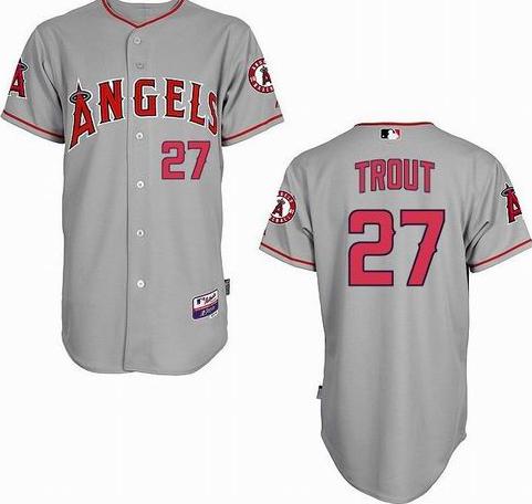 Cheap Los Angeles Angels #27 Mike Trout Grey MLB Jerseys For Sale
