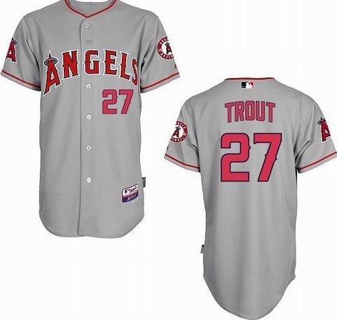 Los Angeles Angels #27 Mike Trout Grey MLB Jerseys