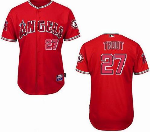 Los Angeles Angels #27 Mike Trout Red MLB Jerseys