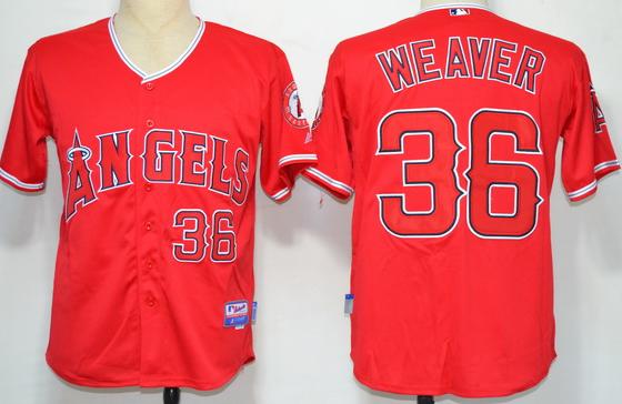 Cheap Los Angeles Angels 36# Weaver Red Cool Base MLB Jerseys For Sale