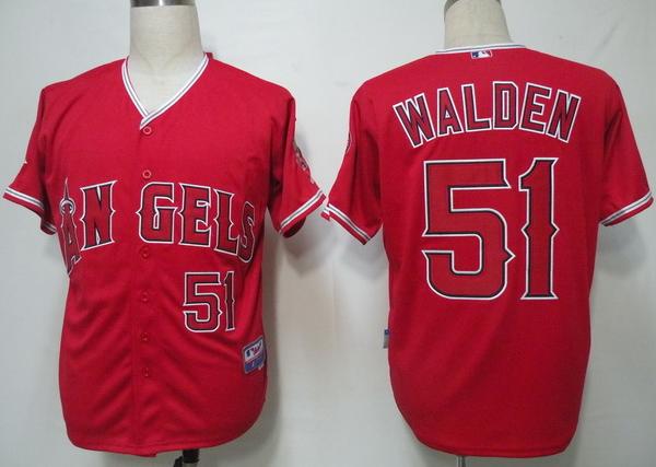 Cheap Los Angeles Angels 51 Walden Red Cool Base MLB Jersey For Sale