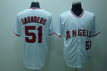 Los Angeles Angels 51 Saunders White Jerseys