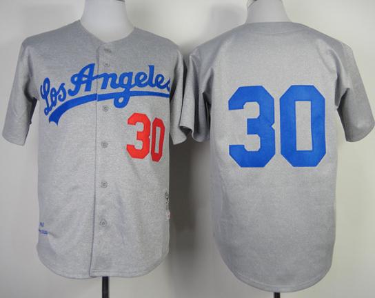 Los Angeles Dodgers #30 Maury Wills 1963 Grey Throwback MLB Jerseys Los Angeles Dodgers #30 Maury Wills 1963 Grey Throwback MLB Jerseys