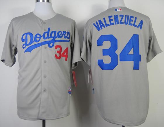Cheap Los Angeles Dodgers 34 Fernando Valenzuela Grey Cool Base MLB Jerseys 2014 New Style For Sale
