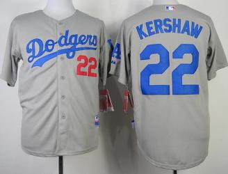 Cheap Los Angeles Dodgers #22 Clayton Kershaw Grey Cool Base MLB Jerseys 2014 New Style For Sale