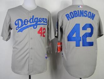 Cheap Los Angeles Dodgers 42 Jackie Robinson Grey Cool Base MLB Jerseys 2014 New Style For Sale