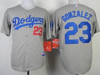 Cheap Los Angeles Dodgers 23 Adrian Gonzalez Grey Cool Base MLB Jerseys 2014 New Style For Sale