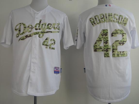 Cheap Los Angeles Dodgers 42 Jackie Robinson White 2013 USMC Cool Base Camo Number MLB Jersey For Sale
