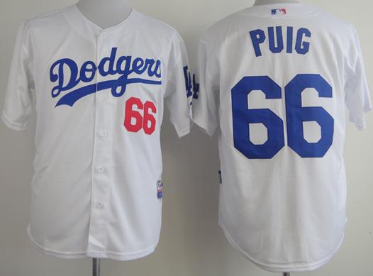 Los Angeles Dodgers 66 Yasiel Puig White Cool Base MLB Jerseys Los Angeles Dodgers 66 Yasiel Puig White Cool Base MLB Jerseys