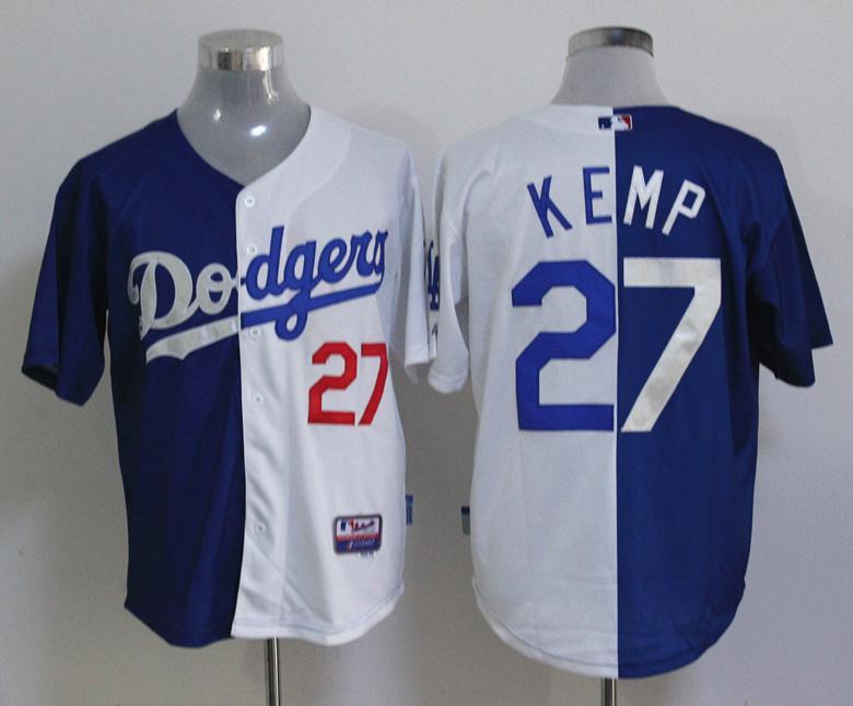 Cheap Los Angeles Dodgers #27 Matt Kemp Blue White Split MLB Jerseys For Sale