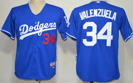 Los Angeles Dodgers 34 Fernando Valenzuela Blue Baseball MLB Jerseys