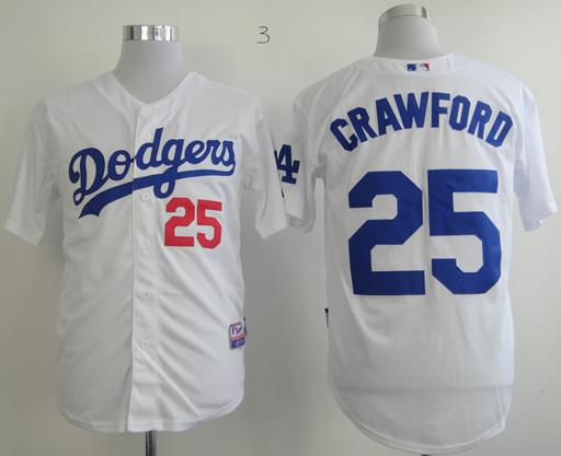 Cheap Los Angeles Dodgers 25 Carl Crawford White Cool Base MLB Jerseys For Sale