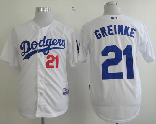 Cheap Los Angeles Dodgers 21 Zack Greinke White Cool Base MLB Jerseys For Sale