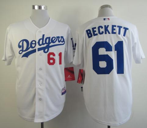 Cheap Los Angeles Dodgers 61 Josh Beckett White Cool Base MLB Jerseys For Sale