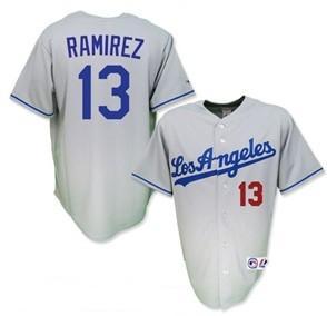 Cheap Los Angeles Dodgers #13 Hanley Ramirez Grey Road MLB Jerseys For Sale