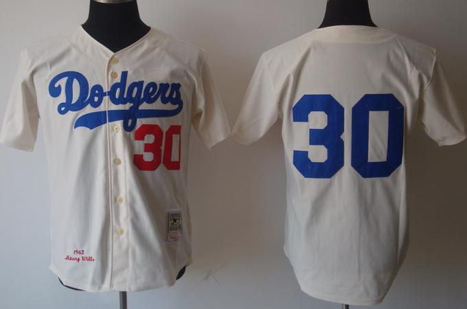 Los Angeles Dodgers 30 1962 M&N Cream MLB Jerseys Los Angeles Dodgers 30 1962 M&N Cream MLB Jerseys