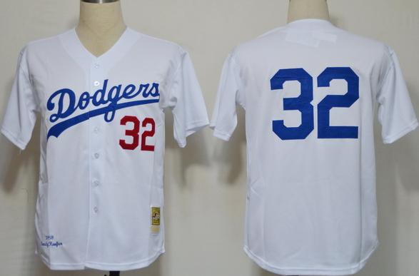 Cheap Los Angeles Dodgers 32 Koufax White M&N 1958 MLB Jerseys For Sale