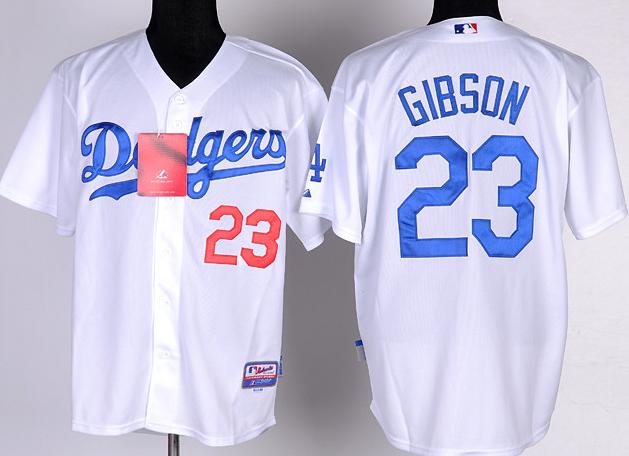 Cheap Los Angeles Dodgers 23# Gibson White MLB Jerseys For Sale