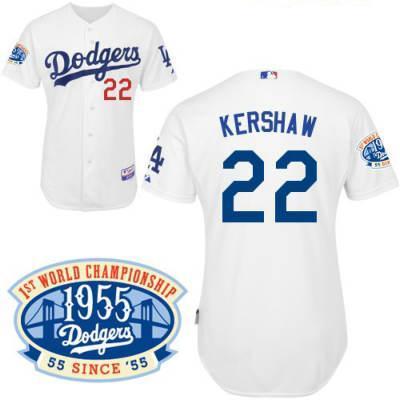 Cheap Los Angels Dodgers #22 Clayton Kershaw White Jersey 50th Patch For Sale