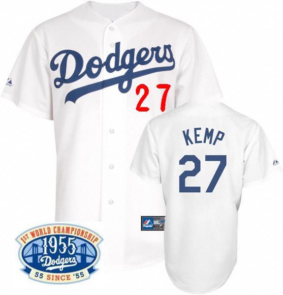 Cheap Los Angels Dodgers #27 Matt Kemp White Jersey 50th Patch For Sale