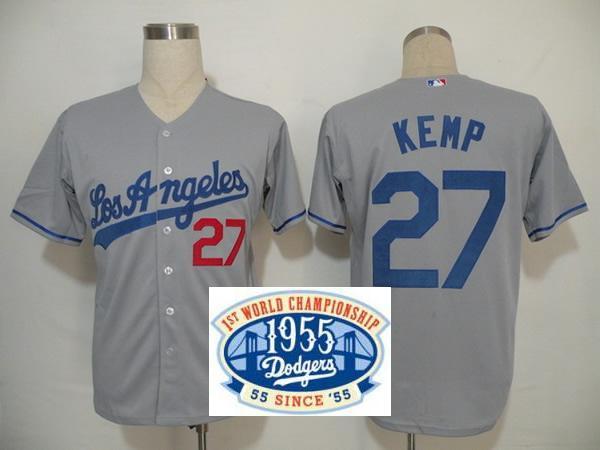 Cheap Los Angels Dodgers #27 Matt Kemp Grey Jersey 50th Patch For Sale