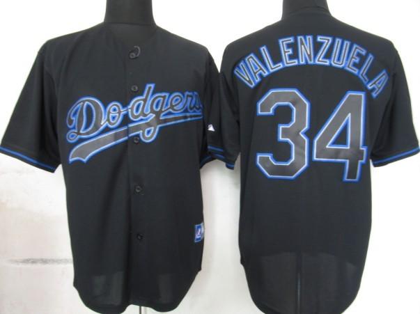 Cheap Los Angeles Dodgers 34 Valenzuela Black Fashion Jersey For Sale
