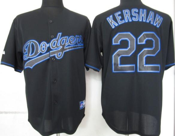 Cheap Los Angeles Dodgers 22 Kershaw Black Fashion Jersey For Sale