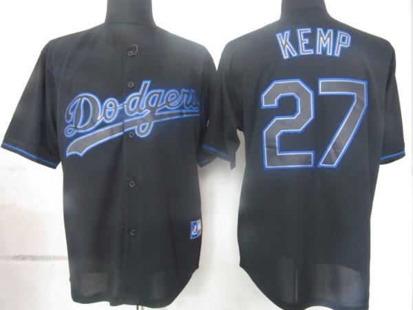 Cheap Los Angeles Dodgers 27 Kemp Black Fashion Jersey For Sale
