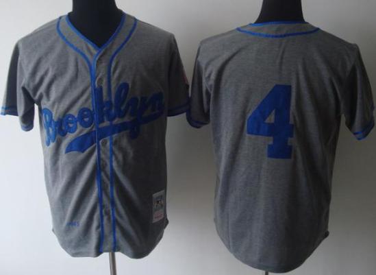 Cheap Brooklyn Dodgers #4 Babe Herman 1945 M&N Road Grey Jersey For Sale