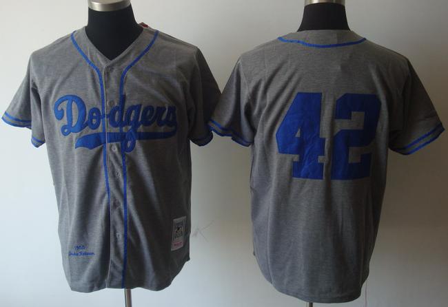 Los Angeles Dodgers 42 Jackie Robinson Grey M&N MLB Jersey