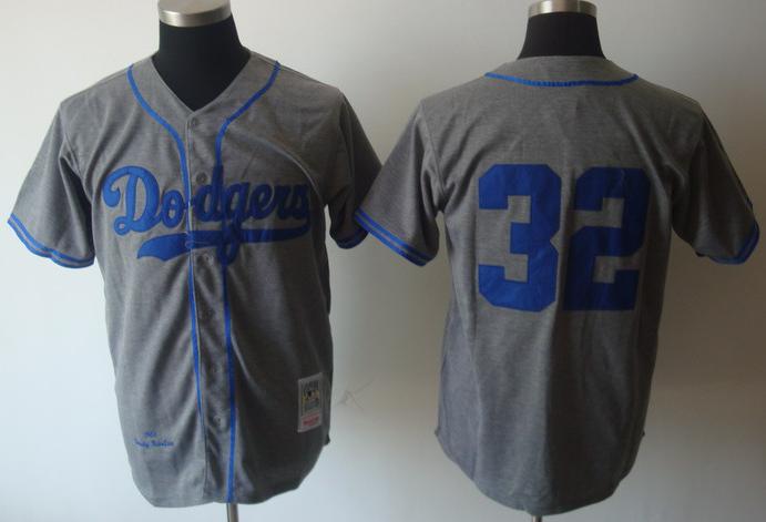 Cheap Los Angeles Dodgers 32 Sandy Koufax Grey M&N Jersey For Sale