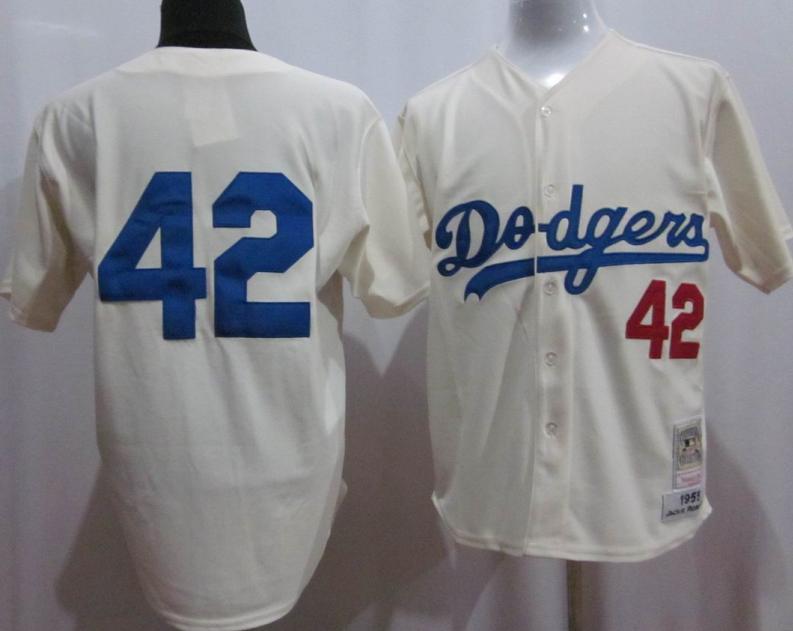 Cheap Los Angeles Dodgers 42 Robinson Cream M&N Jersey For Sale