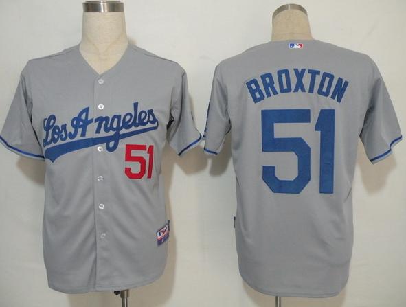 Cheap Los Angeles Dodgers 51 Broxton Grey Cool Base MLB Jersey For Sale