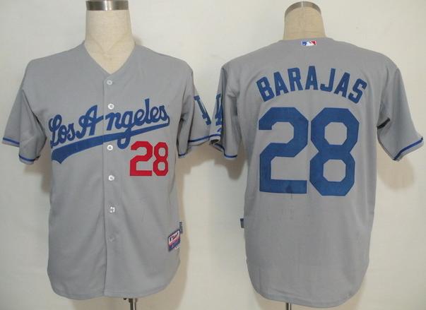 Cheap Los Angeles Dodgers 28 Barajas Grey Cool Base MLB Jersey For Sale