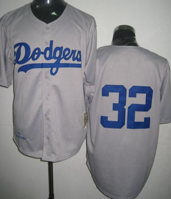 Cheap Los Angeles Dodgers 32 Sandy Koufax Grey M&N Jersey For Sale