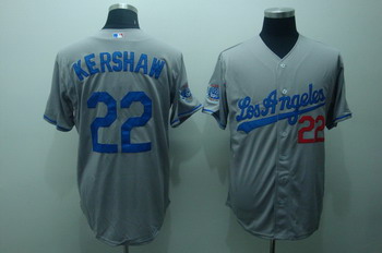 Los Angeles Dodgers 22 Clayton Kershaw Gray Jerseys Coolbase