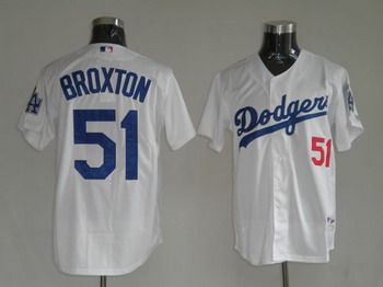 Los Angeles Dodgers 51 Broxton White Jersey
