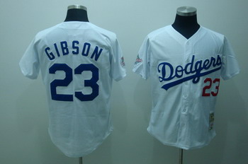 Los Angeles Dodgers 23 gibson white Jerseys Mitchell and ness