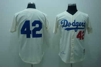 Cheap Los Angeles Dodgers 42 Jackie Robinson Cream Jerseys Mitchell and ness For Sale