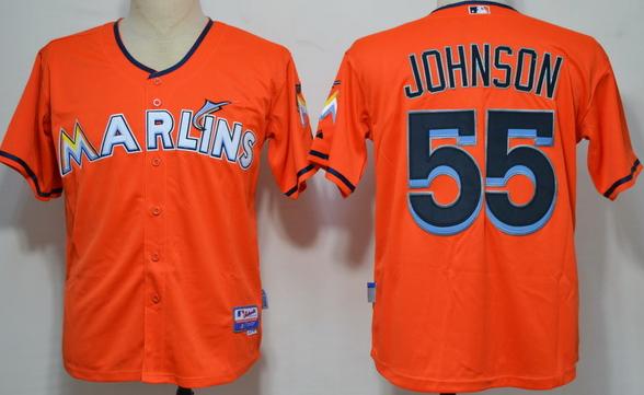 Cheap Miami Marlins 55 Johnson Orange 2012 Cool Base MLB Jerseys For Sale