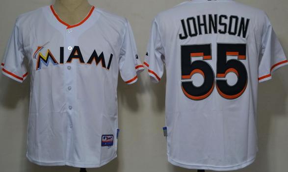 Cheap Miami Marlins 55 Johnson White 2012 Cool Base MLB Jerseys For Sale