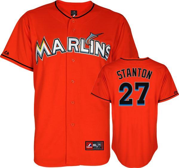 Cheap Miami Marlins 27 Mike Stanton Orange MLB Jerseys For Sale