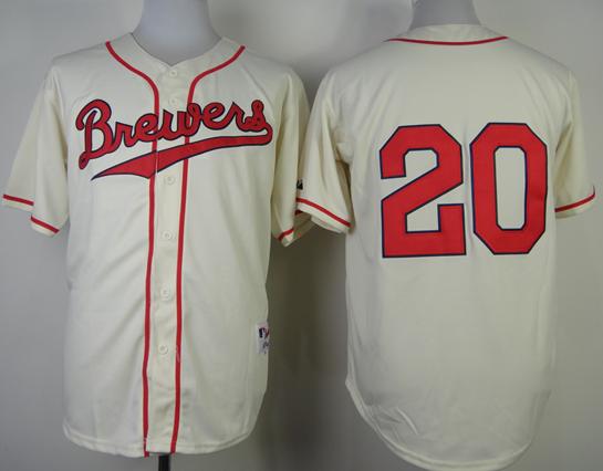 Milwaukee Brewers 20 Jonathan Lucroy 1948 Turn Back The Clock Cream MLB Jersey