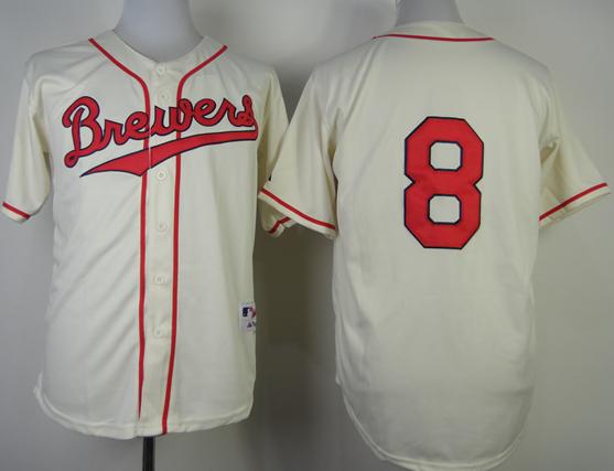 Milwaukee Brewers 8 Ryan Braun 1948 Turn Back The Clock Cream MLB Jersey Milwaukee Brewers 8 Ryan Braun 1948 Turn Back The Clock Cream MLB Jersey